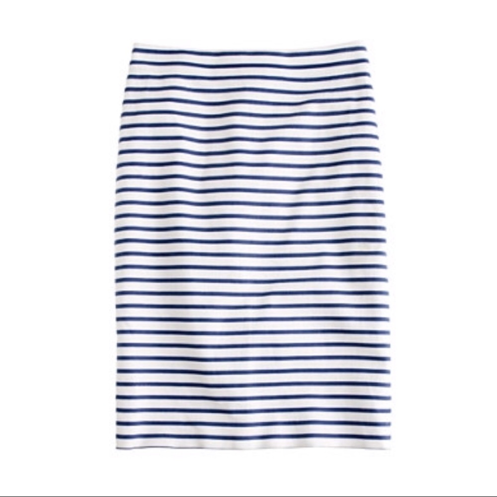 J. Crew No. 2 Pencil Skirt Navy Blue Deck Stripe 0 - Picture 6 of 7
